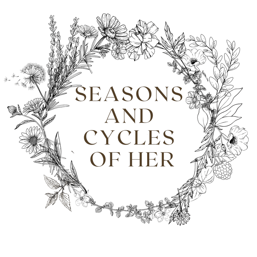 Seasons and Cycles of Her - floral wreath logo